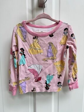 Disney Girls Size 4 Pink Princess Print Kids Long Sleeve Pajama Top Belle Ariel